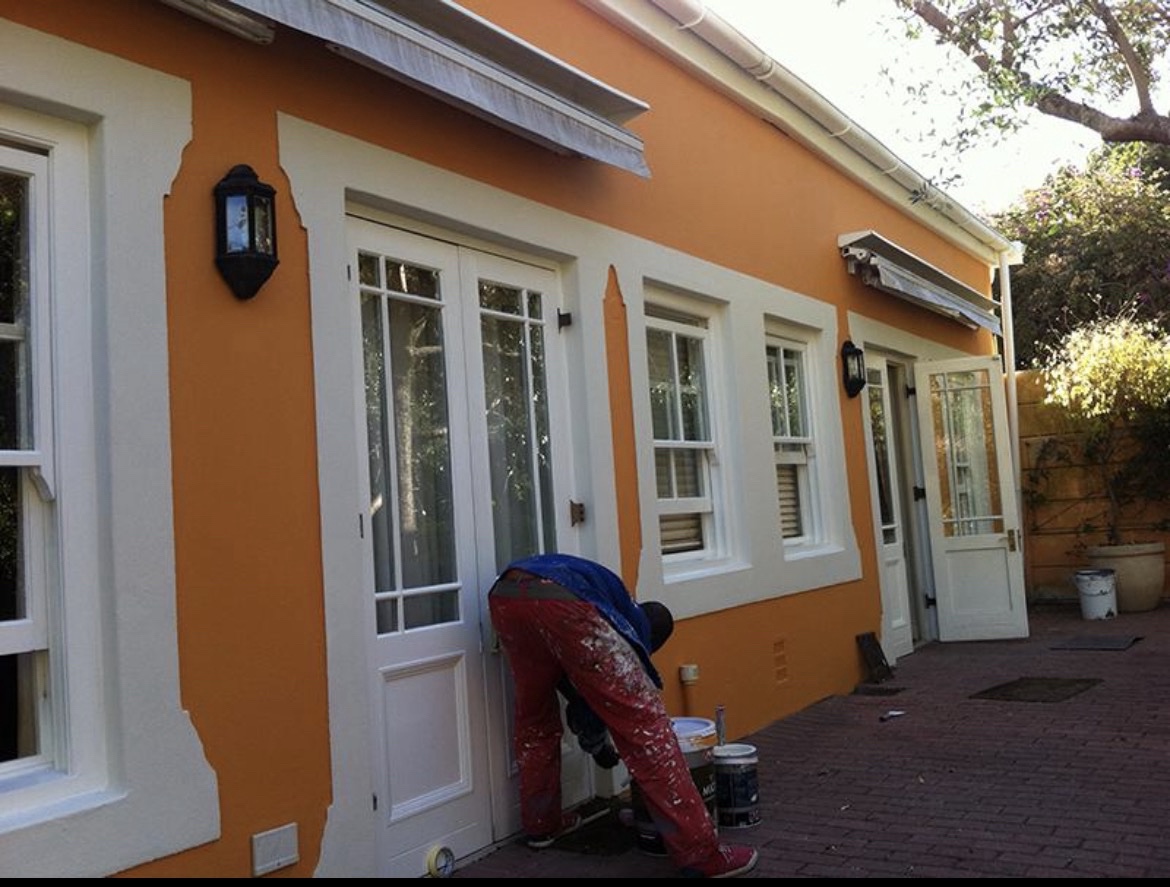 Freshly painted exterior wall